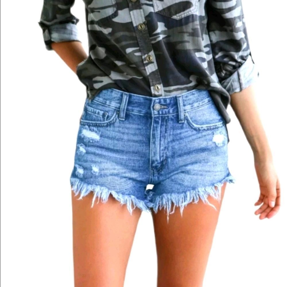 Women's Vintage, Retro High Waisted Frayed Shorts